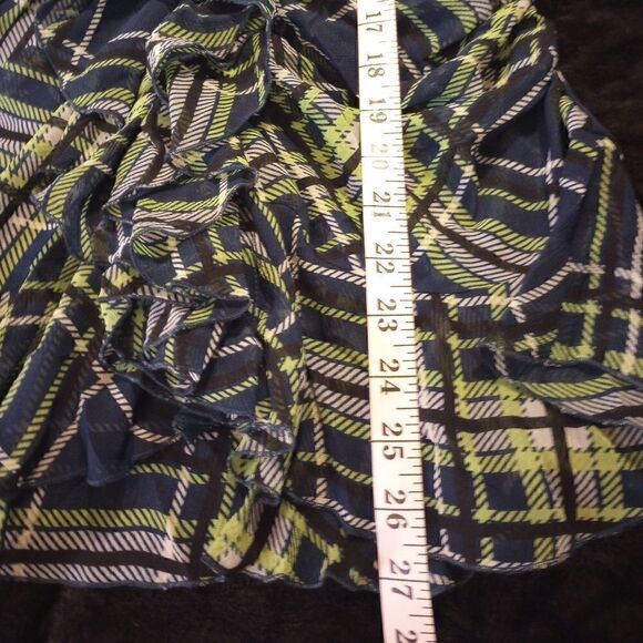 Sheer plaid shirt sleeve blouse with ruffle detailing - Picture 11 of 12